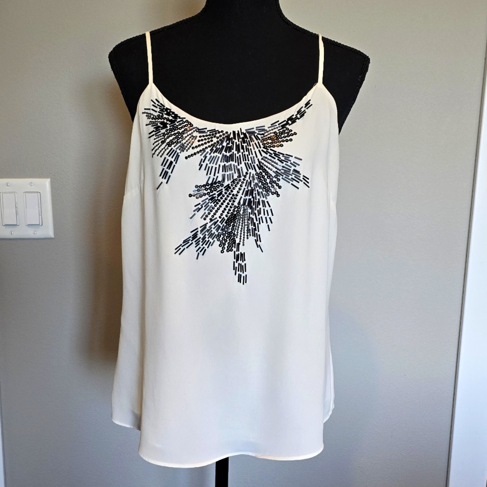 White House Black Market camisole tank top with beaded design, medium